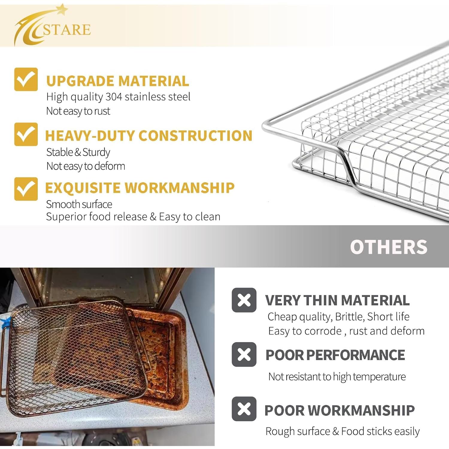 Cesta de Freidora de Aire Allstare 2 Pcs Acero Inoxidable 42x29.7 cm