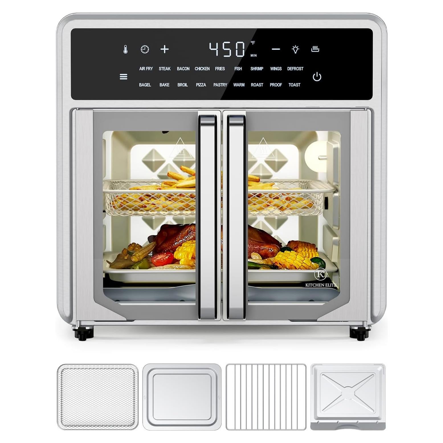 Horno Tostador de Aire Kitchen Elite AF-150FD 15.8L Acero Inoxidable