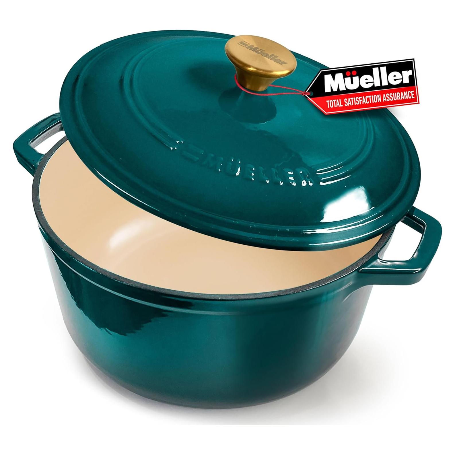 Olla de Hierro Fundido Enameled Mueller 6 Qt Esmeralda