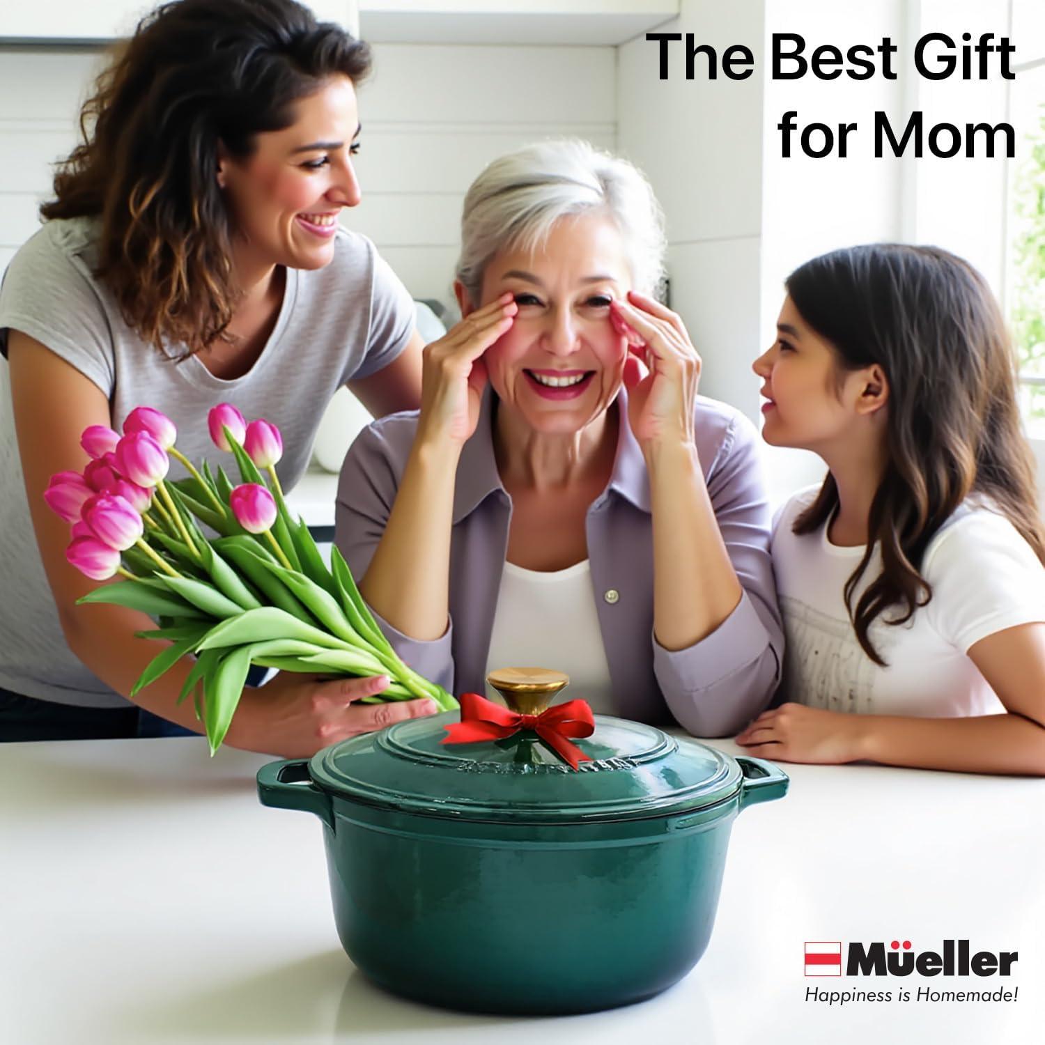 Olla de Hierro Fundido Enameled Mueller 6 Qt Esmeralda