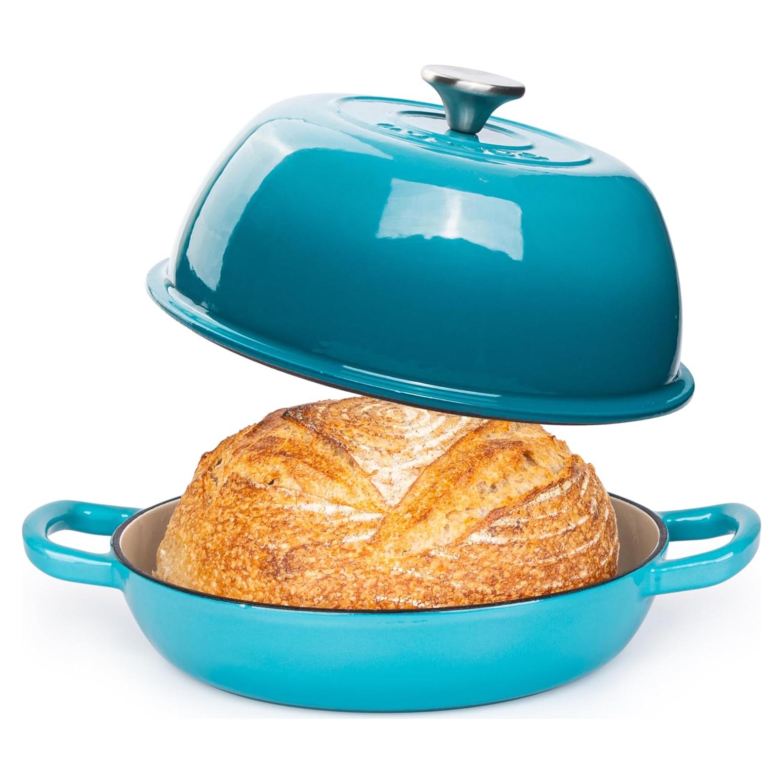 Olla Holandesa de Hierro Fundido Esmaltada Nuovva 6 Qt Azul