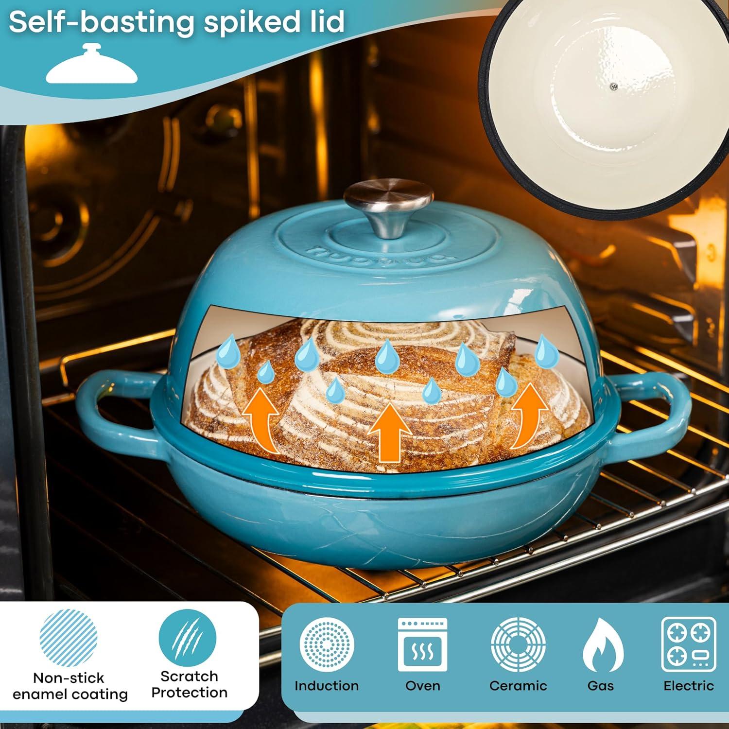 Olla Holandesa de Hierro Fundido Esmaltada Nuovva 6 Qt Azul