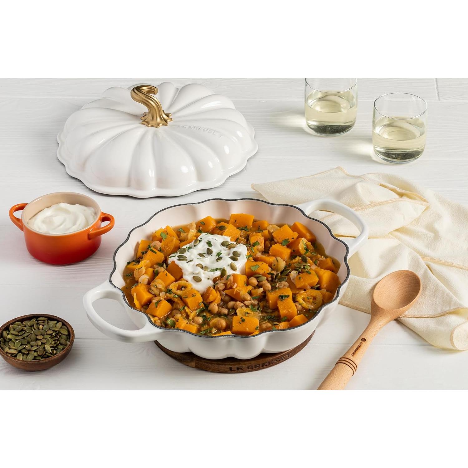 Olla de Hierro Fundido Esmaltada Le Creuset Calabaza 2.6L Blanca