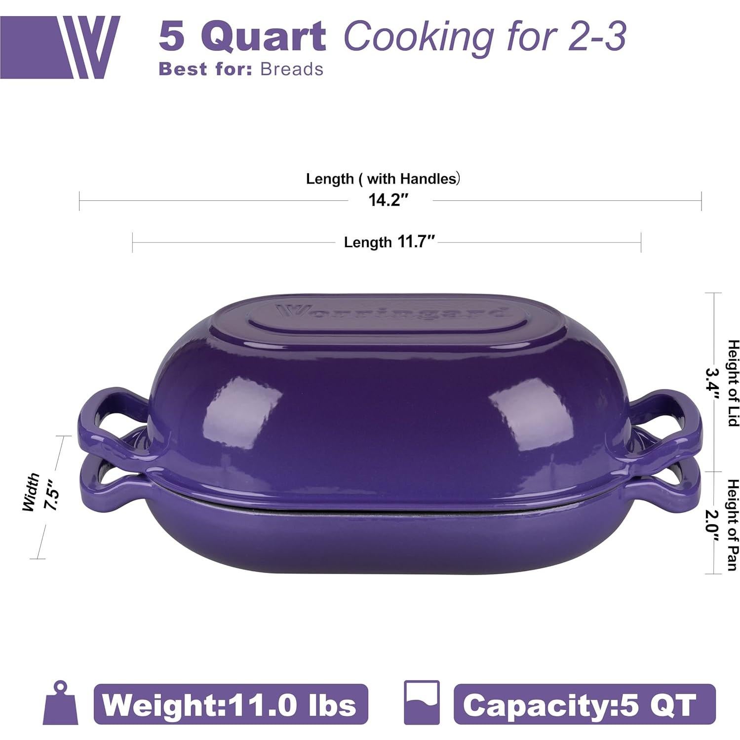 Horno Holandés de Hierro Fundido VORRINGARD 5QT Púrpura