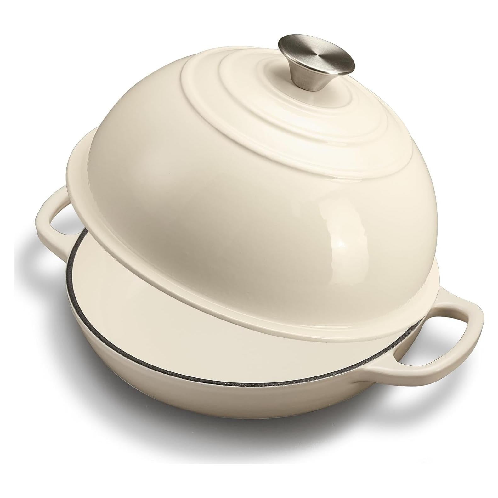 Horno Holandés FLAVORIX 6 Qt Hierro Fundido Enameled Blanco