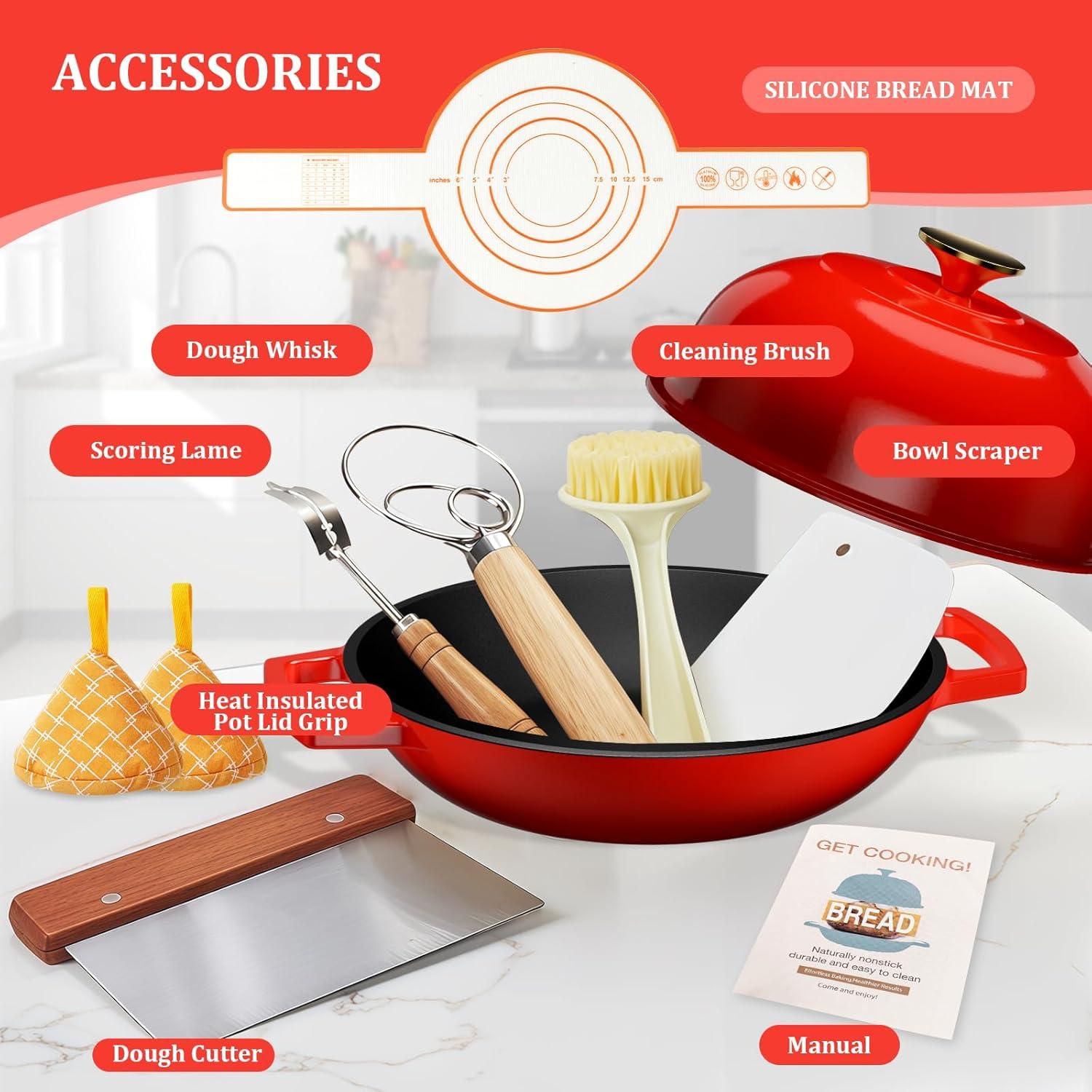 Olla de Hierro Fundido Enameled YUTANN 5QT Antiadherente