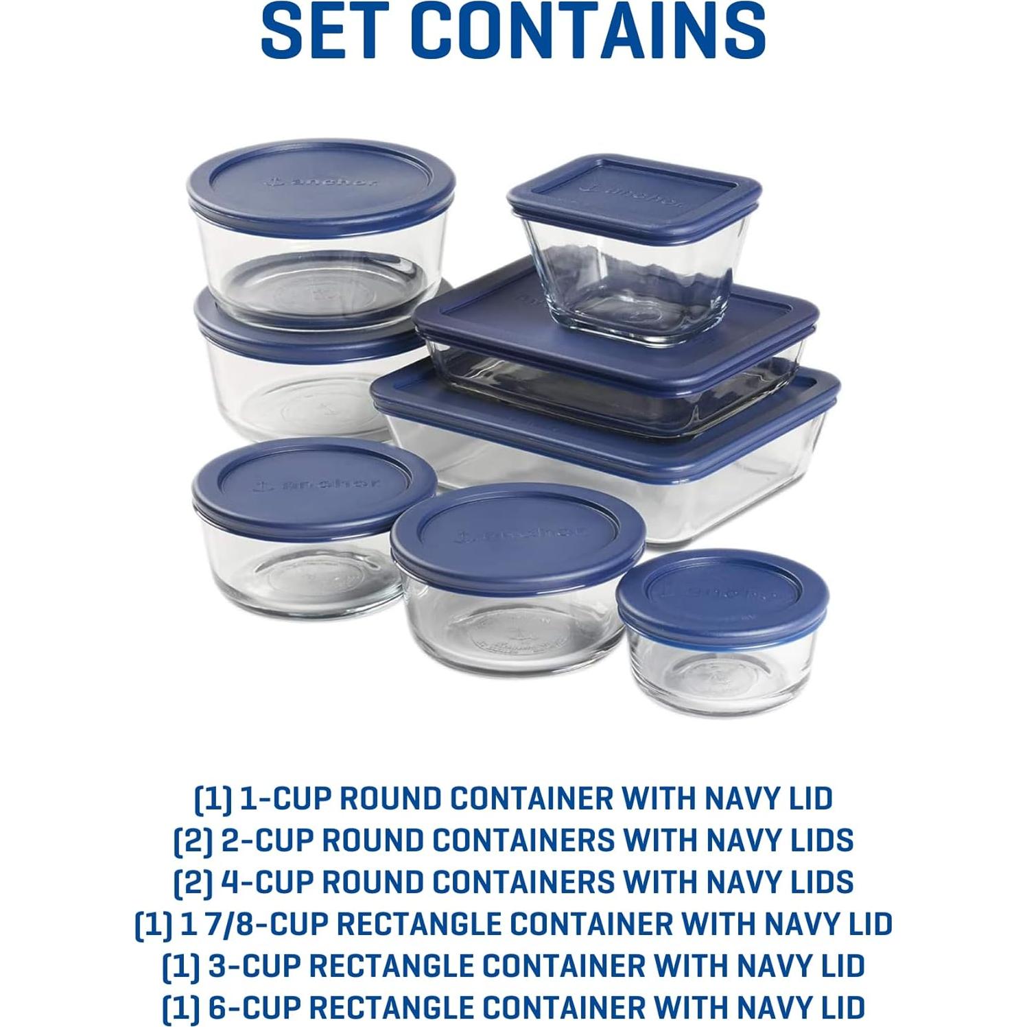 Contenedores de Almacenamiento de Vidrio Anchor Hocking 16 Pzas