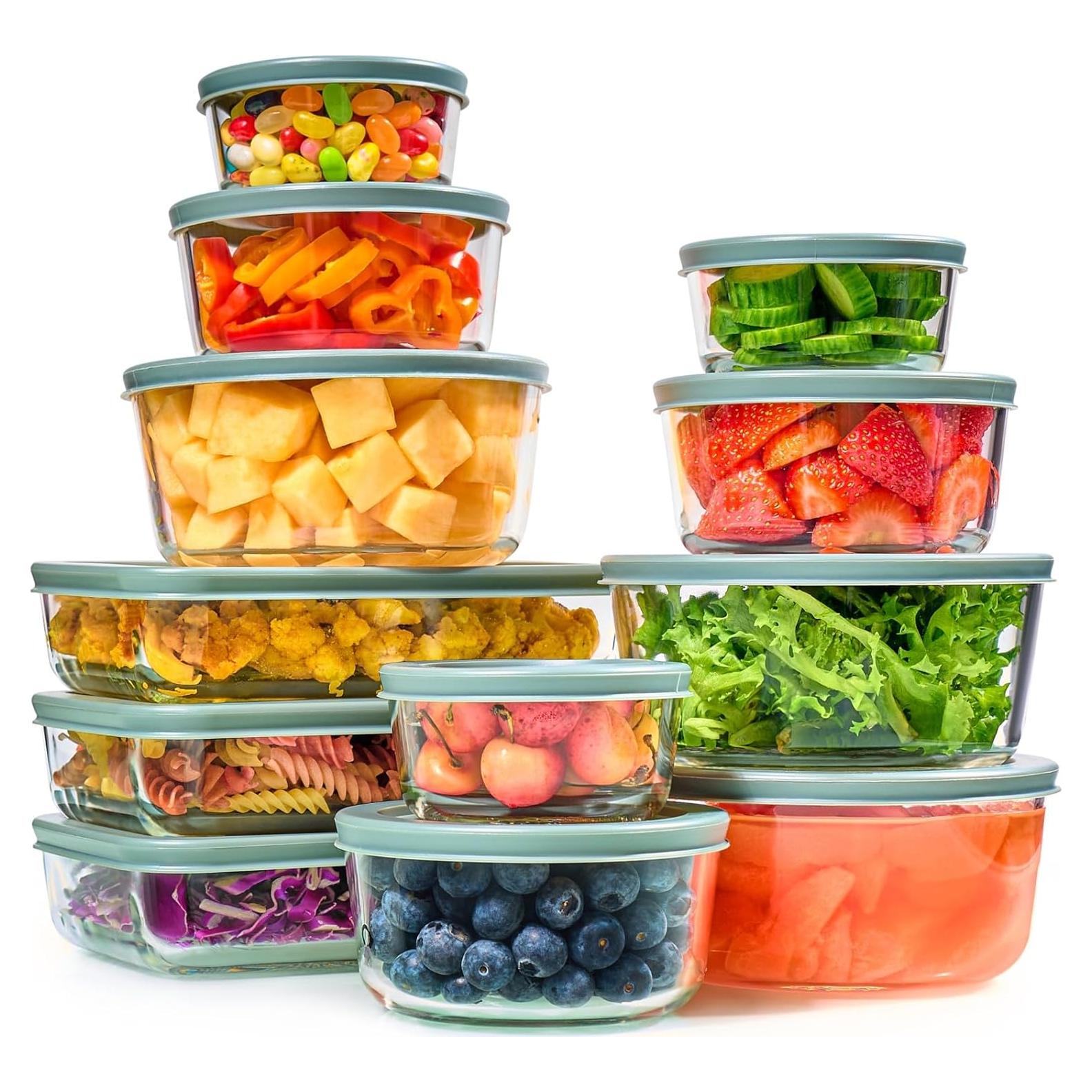 Juego de 24 Recipientes de Vidrio Herméticos Le'raze 120 Onzas