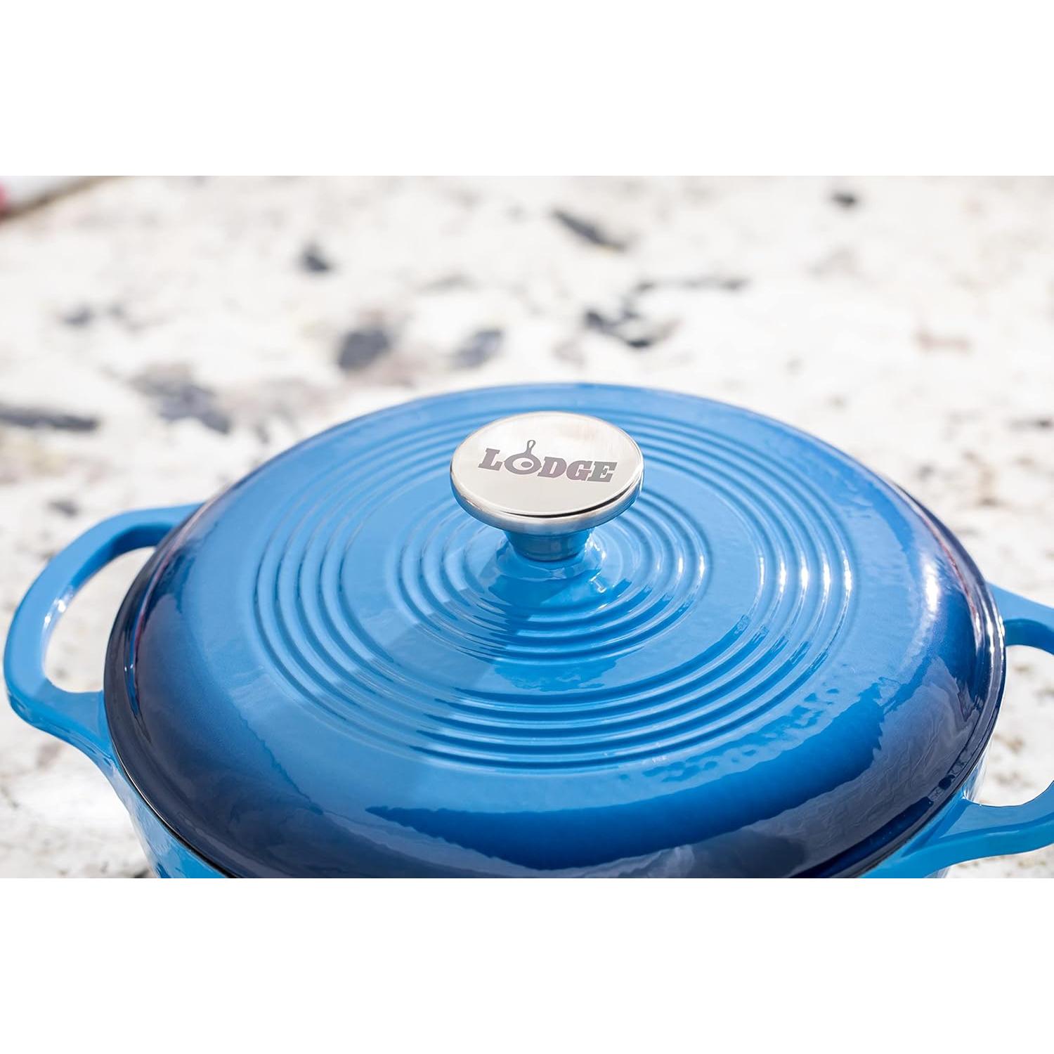 Horno Holandés Lodge 2.8L Hierro Fundido Enameled Azul Caribeño