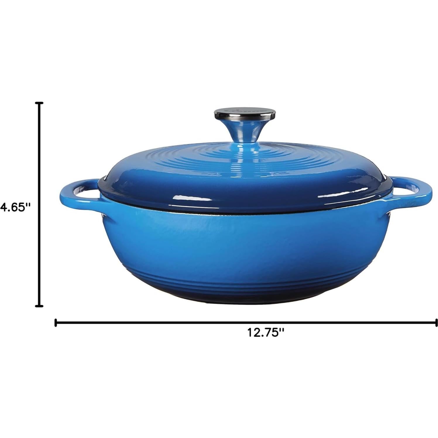 Horno Holandés Lodge 2.8L Hierro Fundido Enameled Azul Caribeño