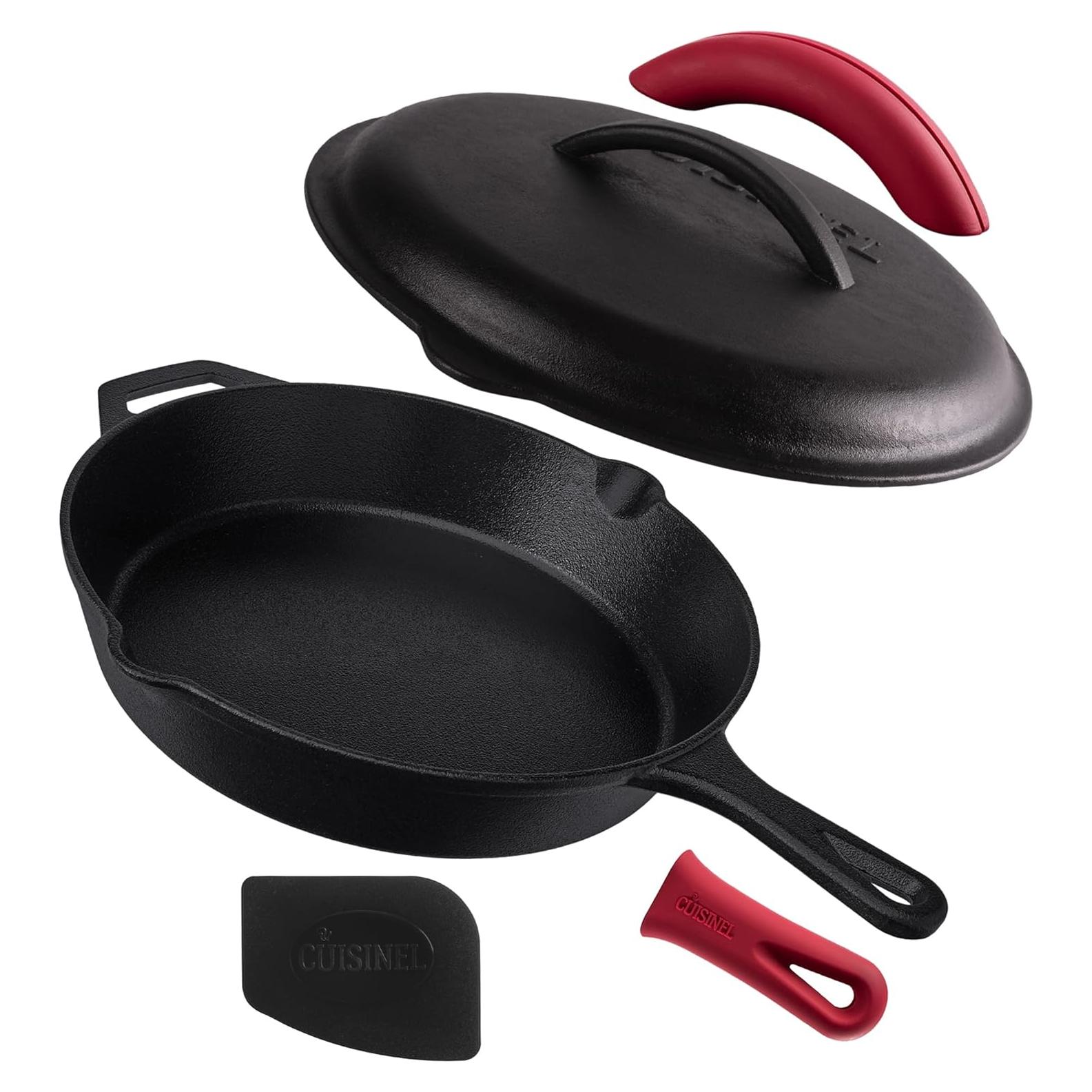 Sartén de Hierro Fundido Cuisinel 30.48 cm con Tapa y Mango Silicona