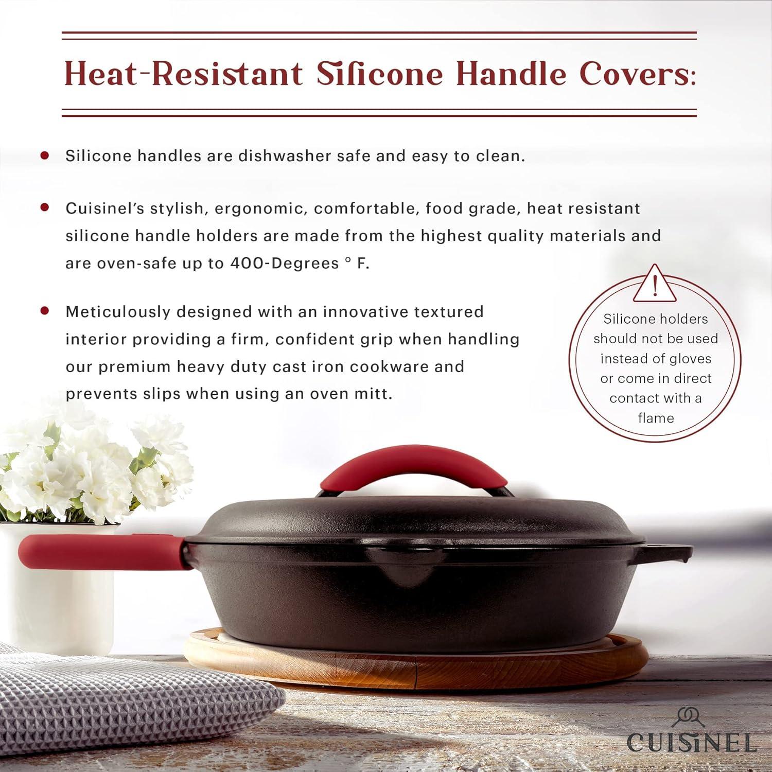 Sartén de Hierro Fundido Cuisinel 30.48 cm con Tapa y Mango Silicona