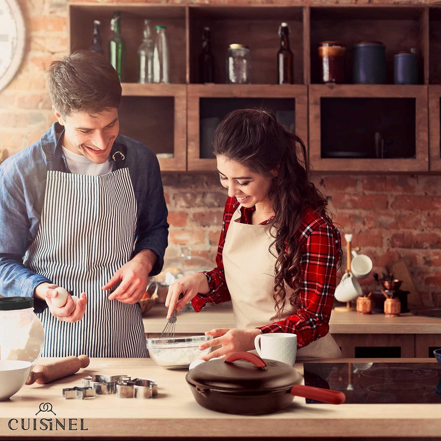 Sartén de Hierro Fundido Cuisinel 30.48 cm con Tapa y Mango Silicona