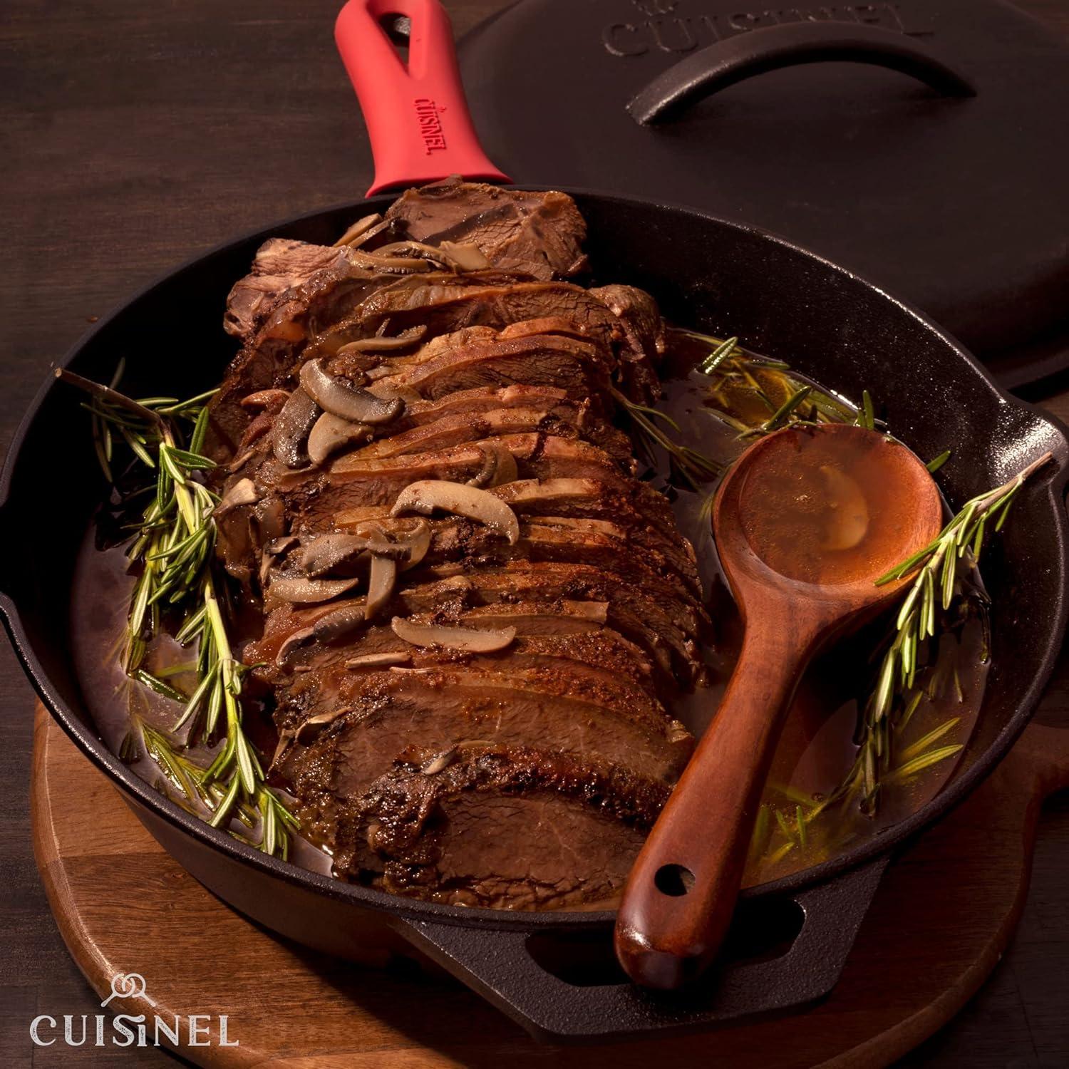 Sartén de Hierro Fundido Cuisinel 30.48 cm con Tapa y Mango Silicona