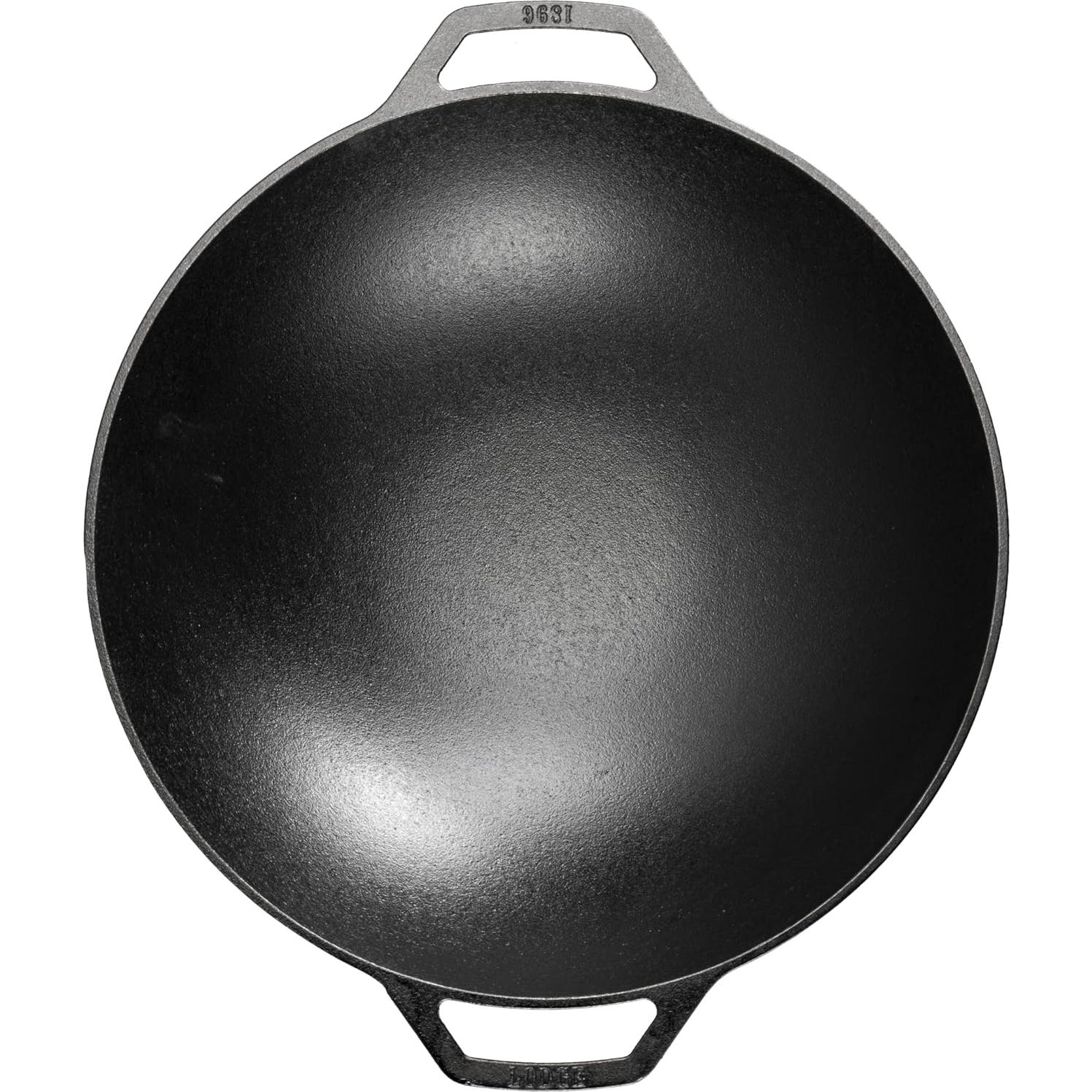 Wok de Hierro Fundido Lodge 35.56 cm - Doble Asa - Sazonado