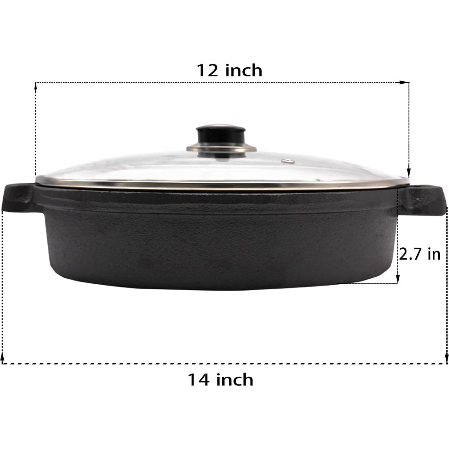 Sartén de Hierro Fundido Opexscal 30 cm con Tapa de Vidrio