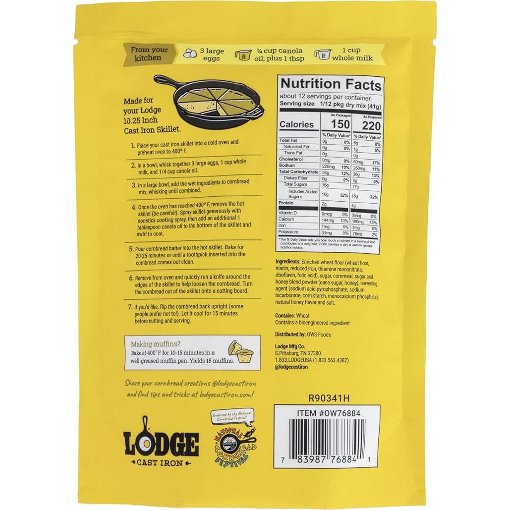 Mezcla para Pan de Maíz Lodge - Dulce Como Miel 1975.8g