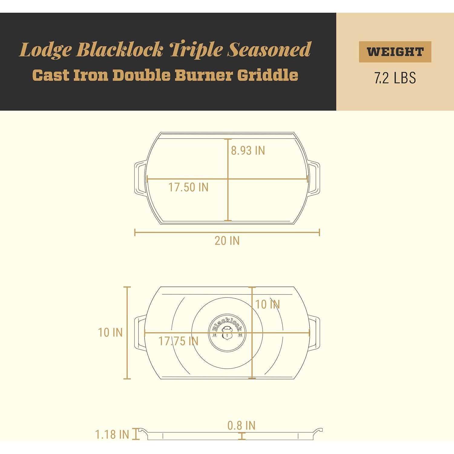 Sartén Doble de Hierro Fundido Lodge Blacklock 25.4x50.8 cm