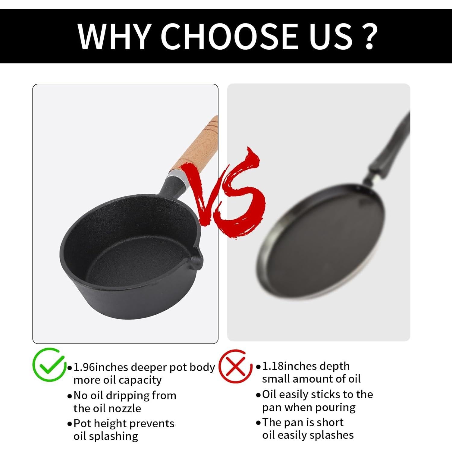 Mini Sartén de Hierro Fundido YIHAOSSING 13x5cm Antiadherente