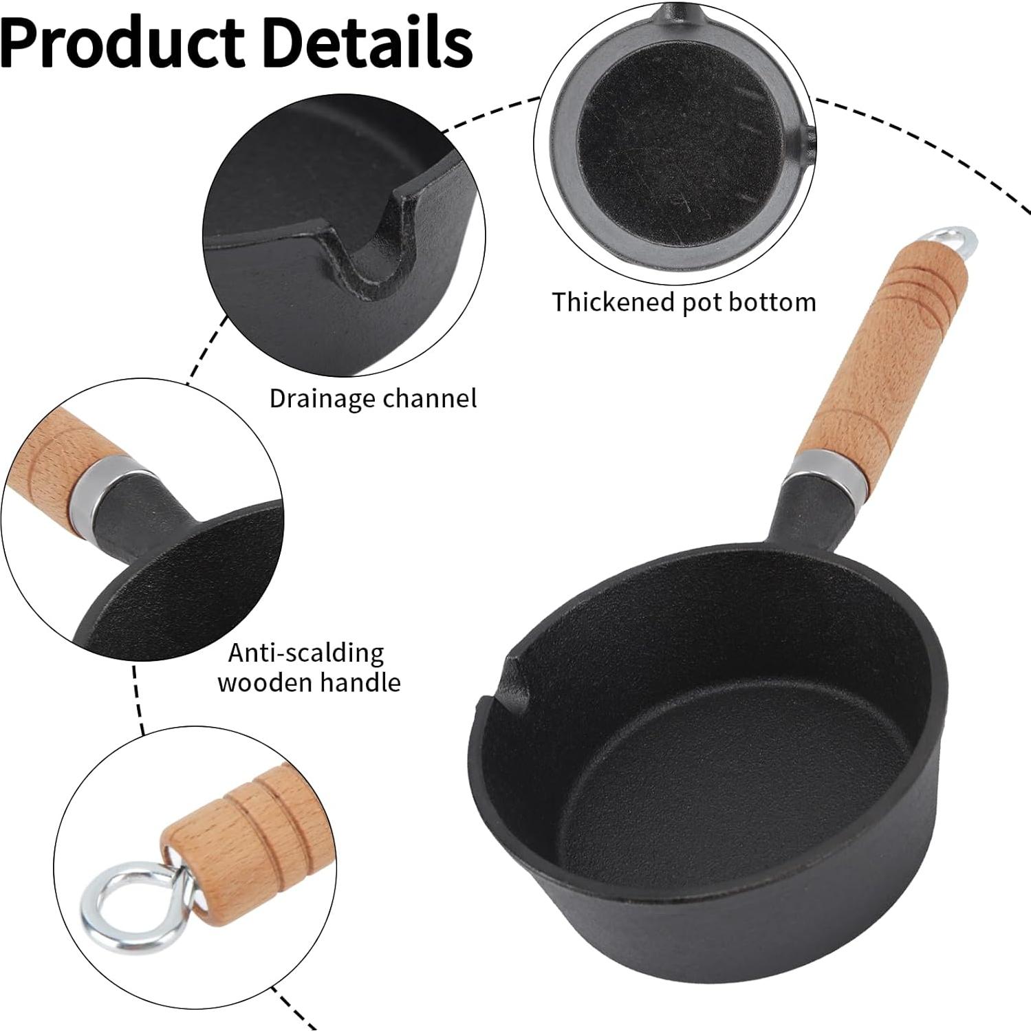 Mini Sartén de Hierro Fundido YIHAOSSING 13x5cm Antiadherente