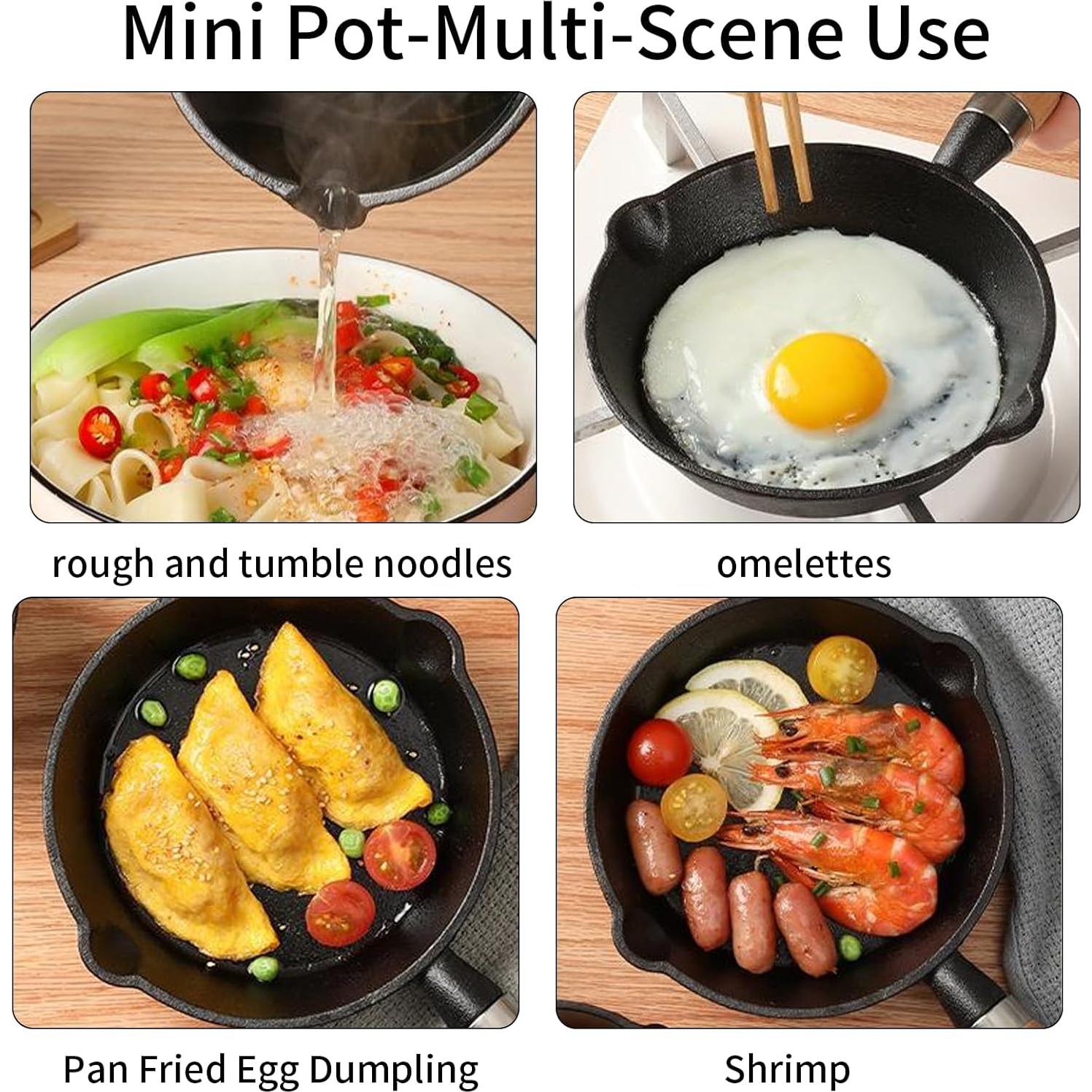 Mini Sartén de Hierro Fundido YIHAOSSING 13x5cm Antiadherente