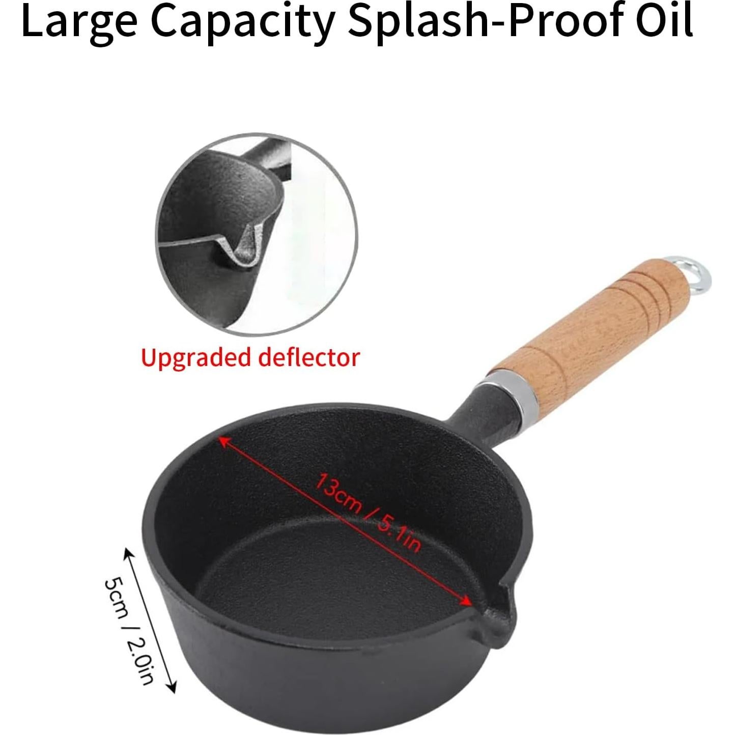 Mini Sartén de Hierro Fundido YIHAOSSING 13x5cm Antiadherente