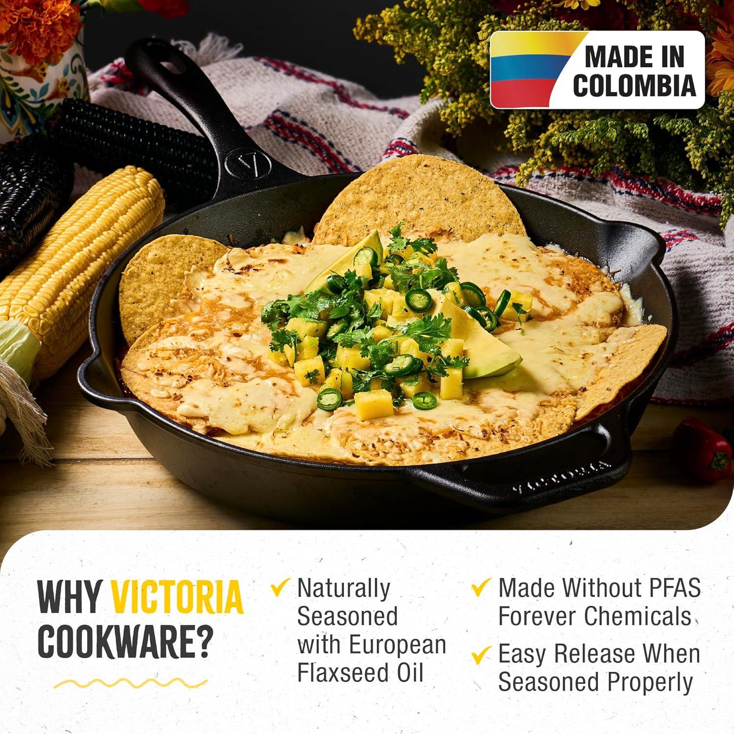 Sartén de Hierro Fundido Victoria 30.48 cm Sazonada Día de Muertos