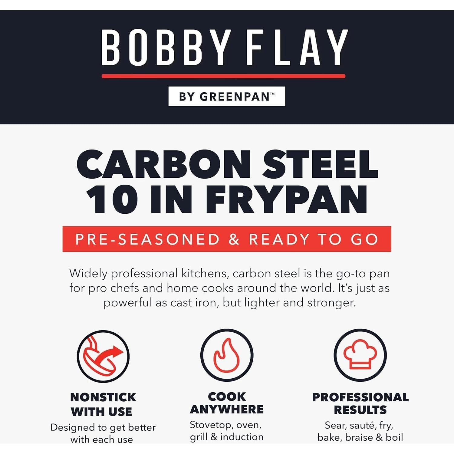 Sartén de Acero Carbono GreenPan Bobby Flay 25.4 cm Pre-Sazonada