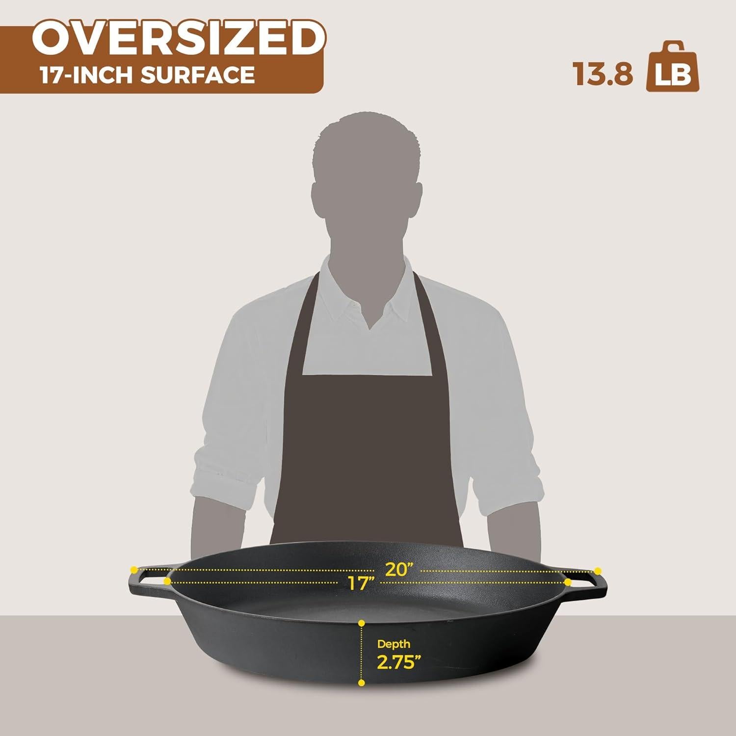 Sartén de Hierro Fundido Pre-Sazonada 43.2 cm EDGING CASTING