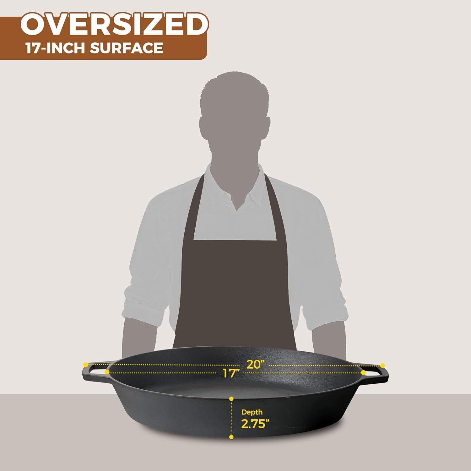 Sartén de Hierro Fundido Pre-Sazonada 43.2 cm EDGING CASTING