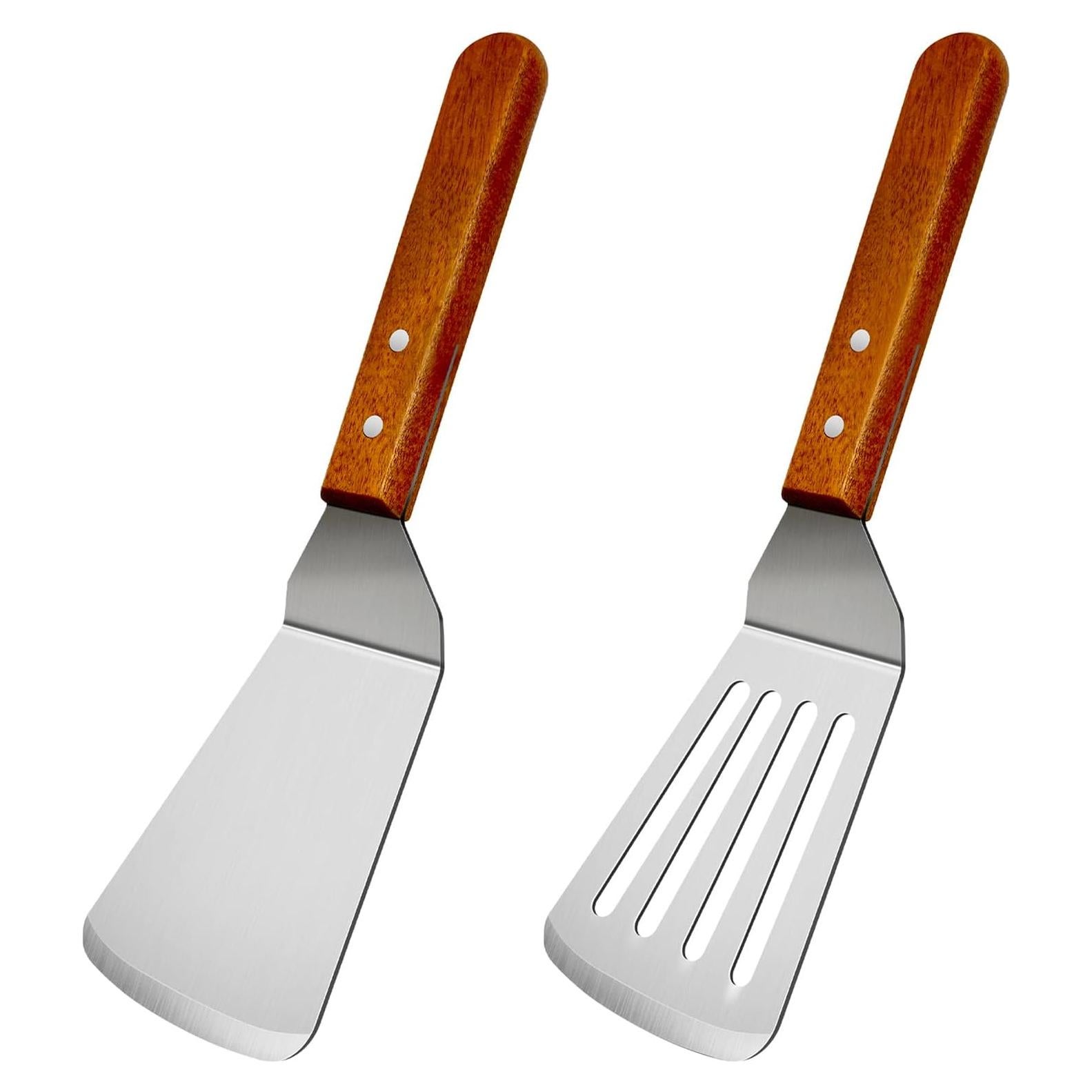 Juego de 2 espátulas de metal KLAQQED - Acero inoxidable y madera