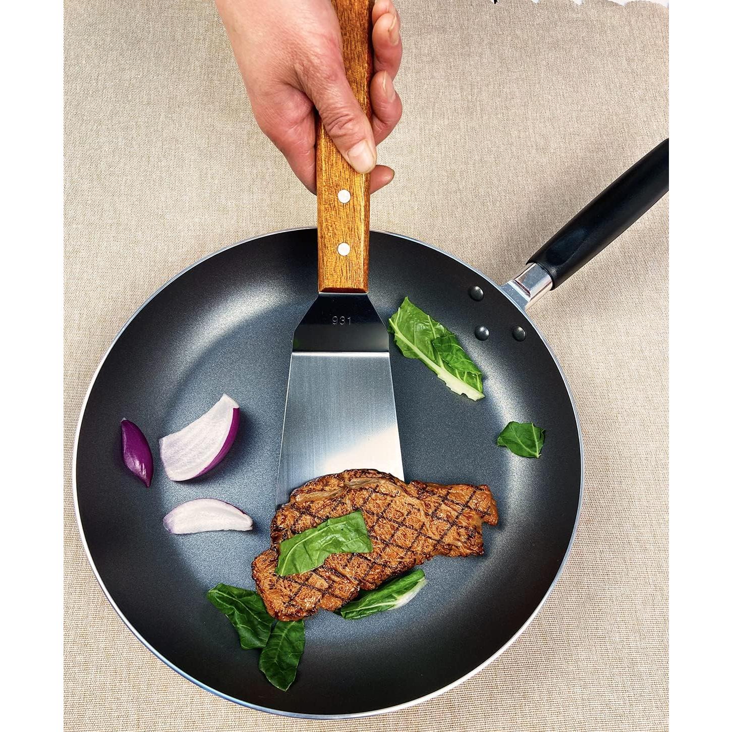 Juego de 2 espátulas de metal KLAQQED - Acero inoxidable y madera