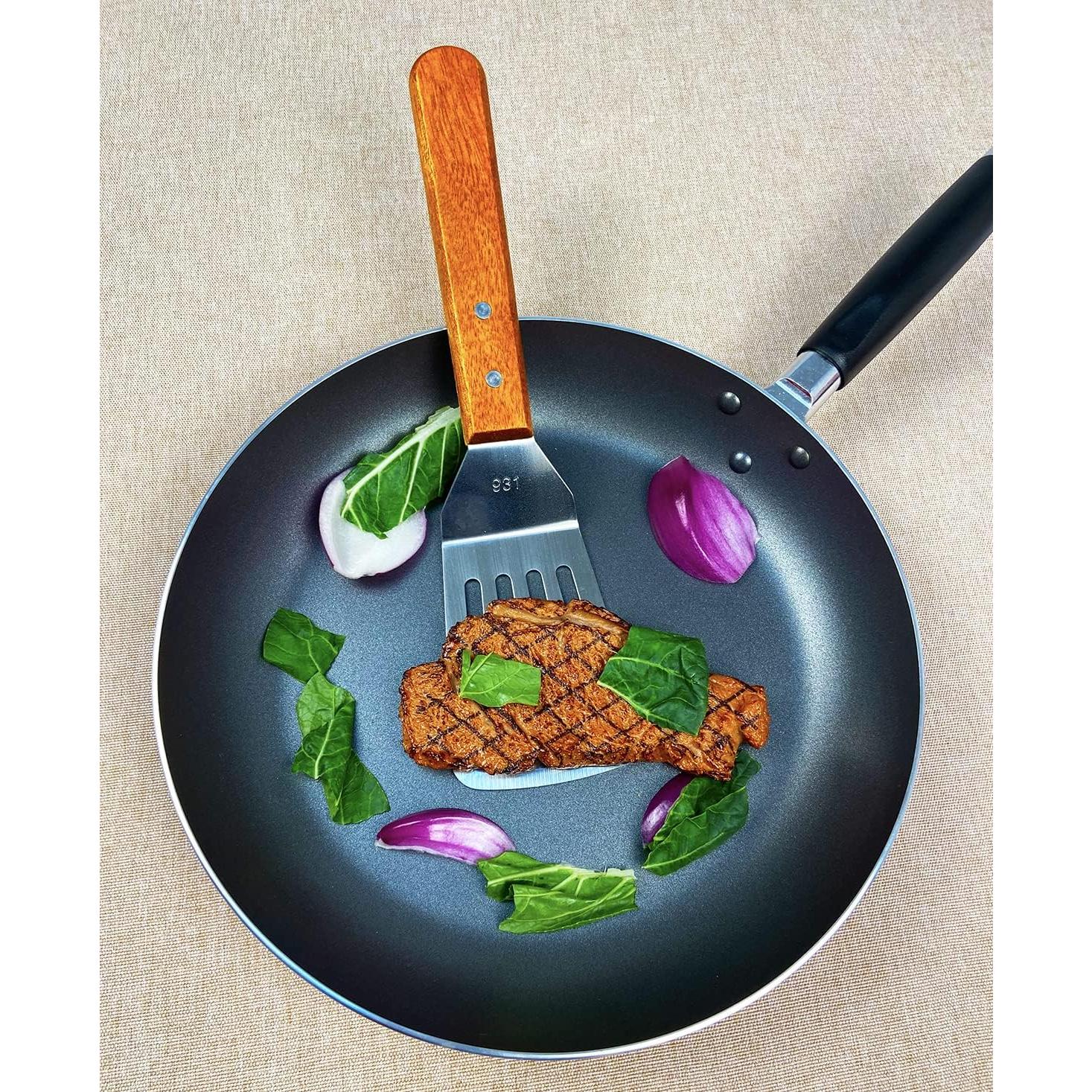 Juego de 2 espátulas de metal KLAQQED - Acero inoxidable y madera