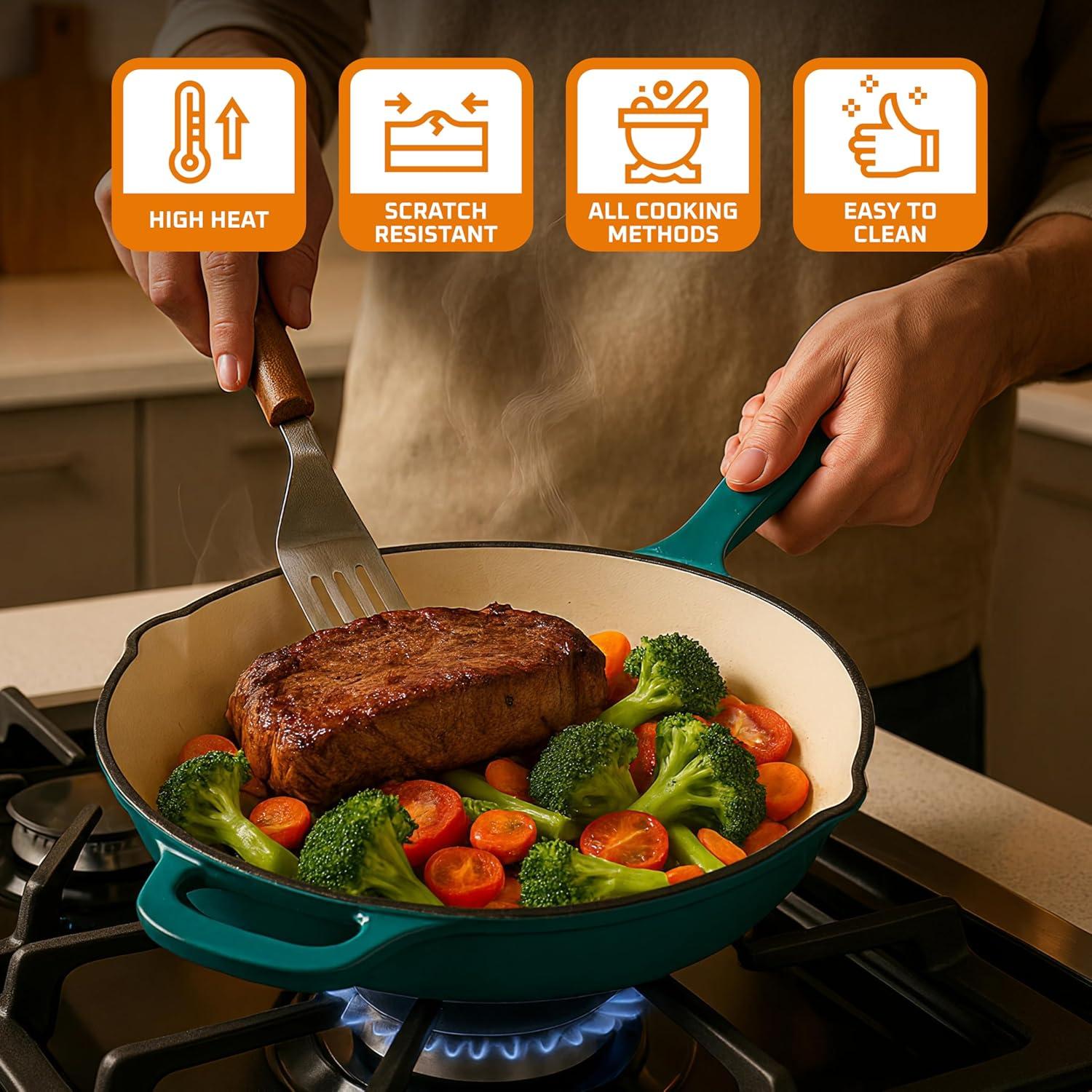 Sartén de Hierro Fundido Bruntmor 25.4 cm Antiadherente Verde