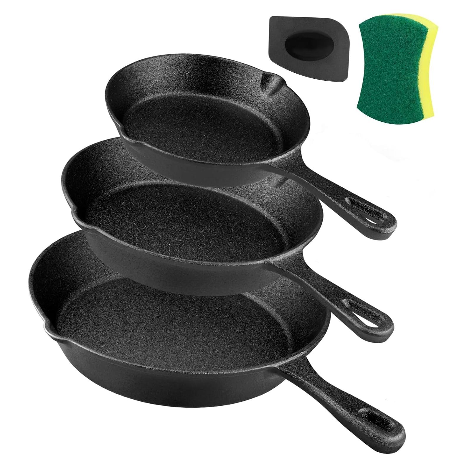 Juego de Sartenes de Hierro Fundido 3 Piezas Goeszooin 15-25 cm