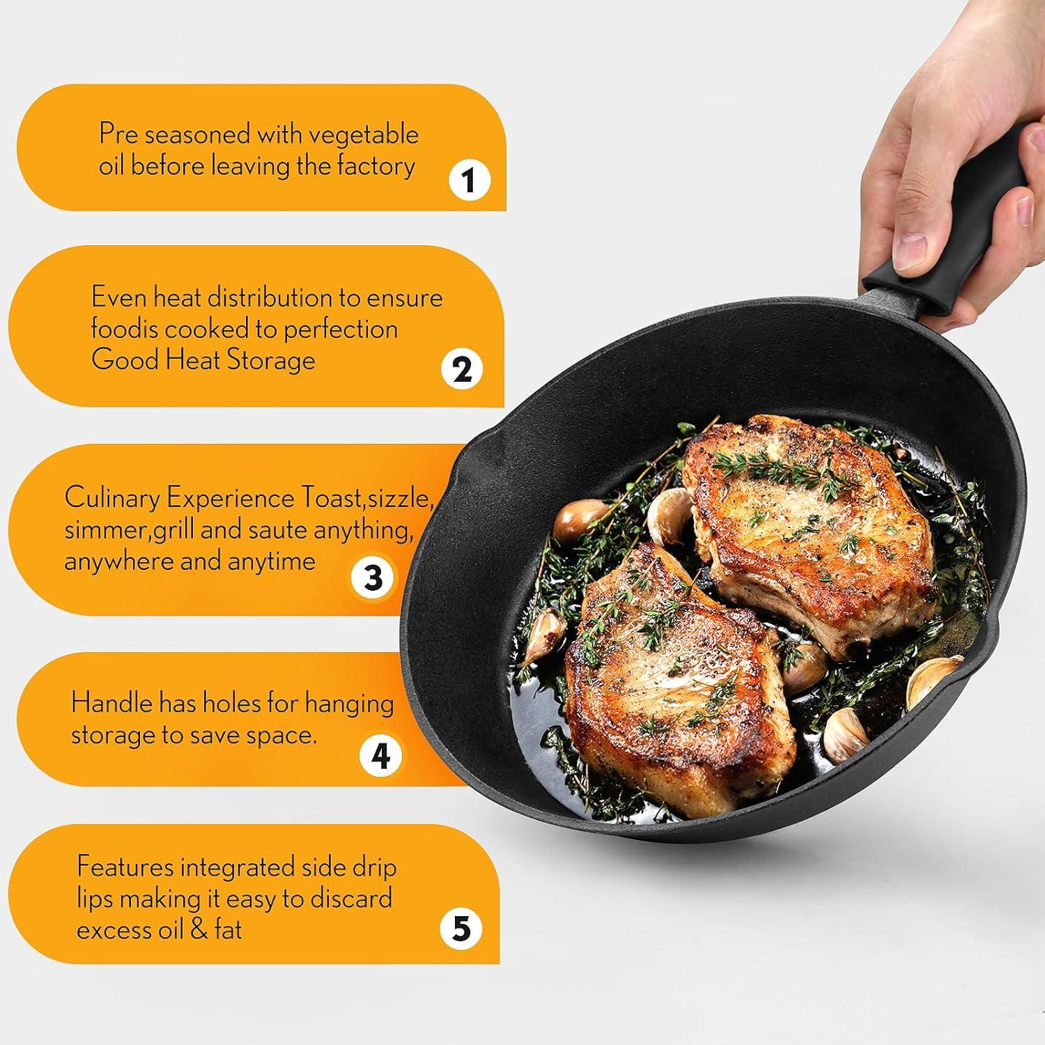 Juego de Sartenes de Hierro Fundido 3 Piezas Goeszooin 15-25 cm