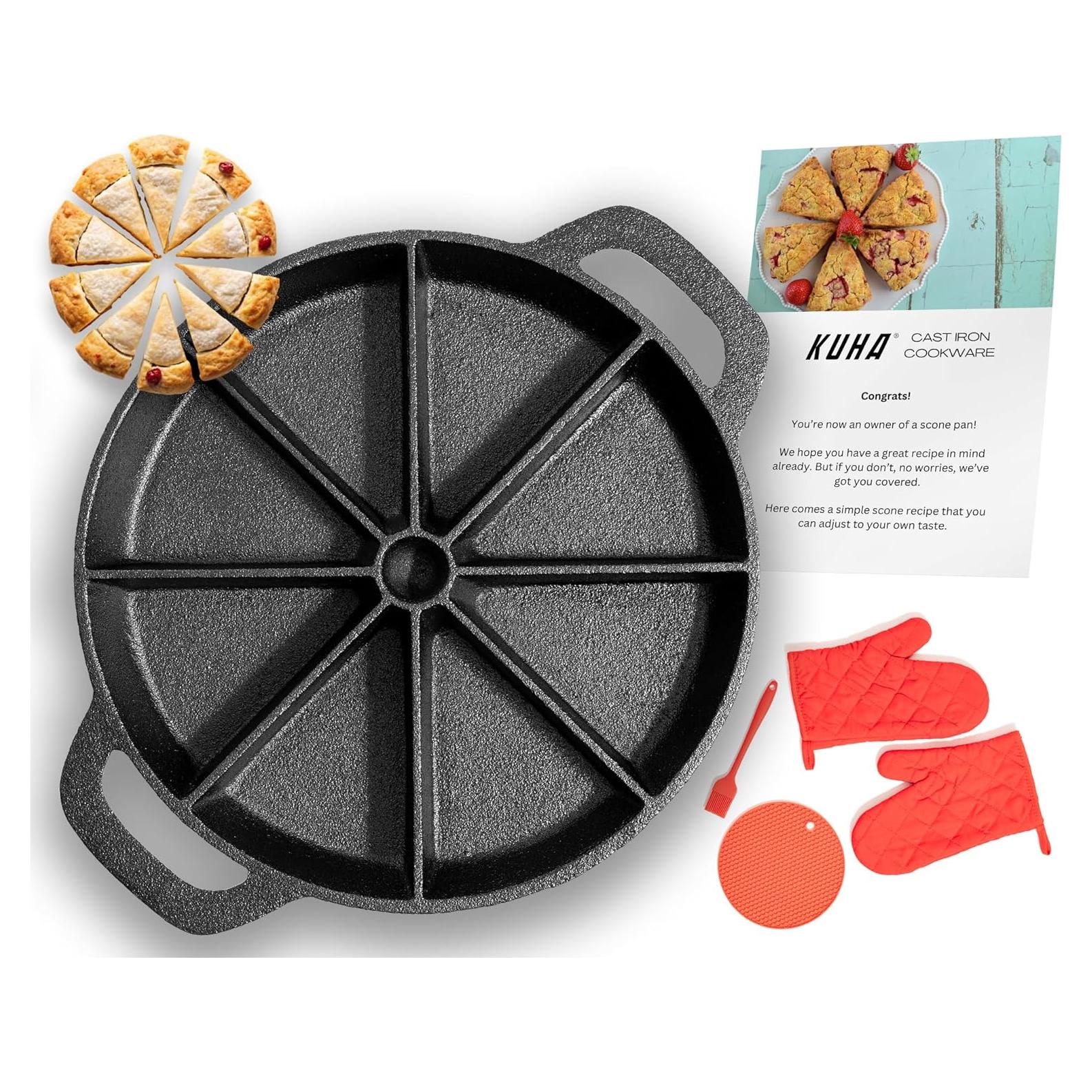 Sartén de Hierro Fundido KUHA para Scones - 8 Ranuras, 28 cm