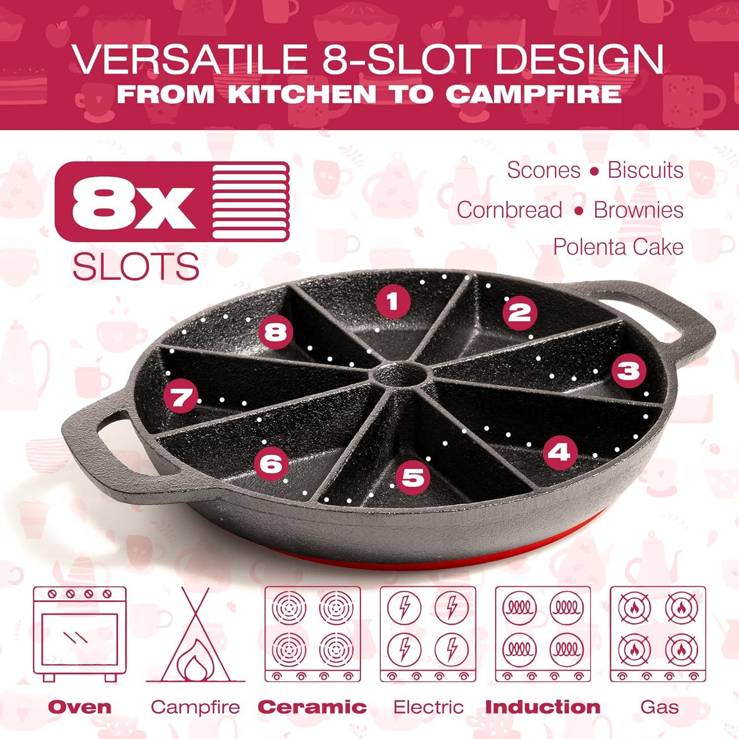Sartén de Hierro Fundido KUHA para Scones - 8 Ranuras, 28 cm