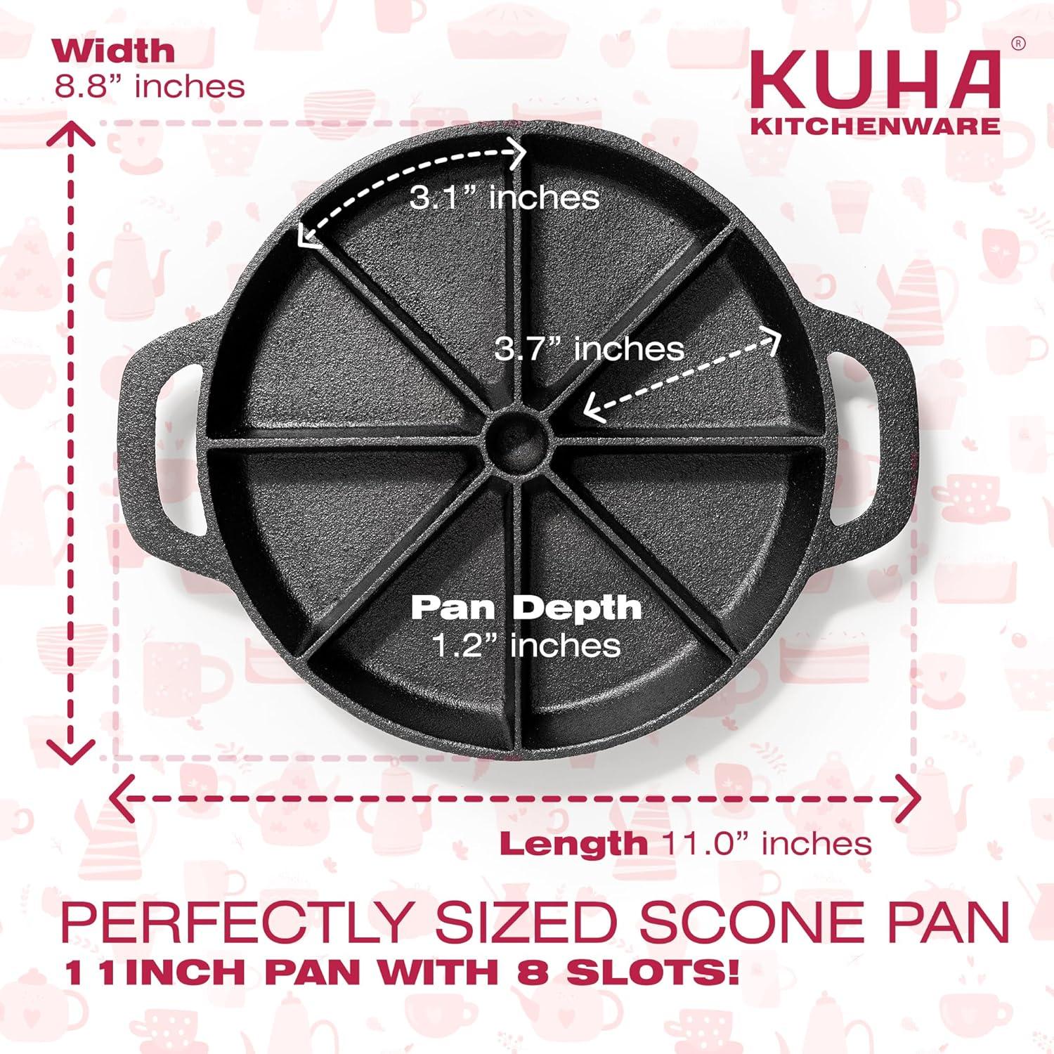 Sartén de Hierro Fundido KUHA para Scones - 8 Ranuras, 28 cm