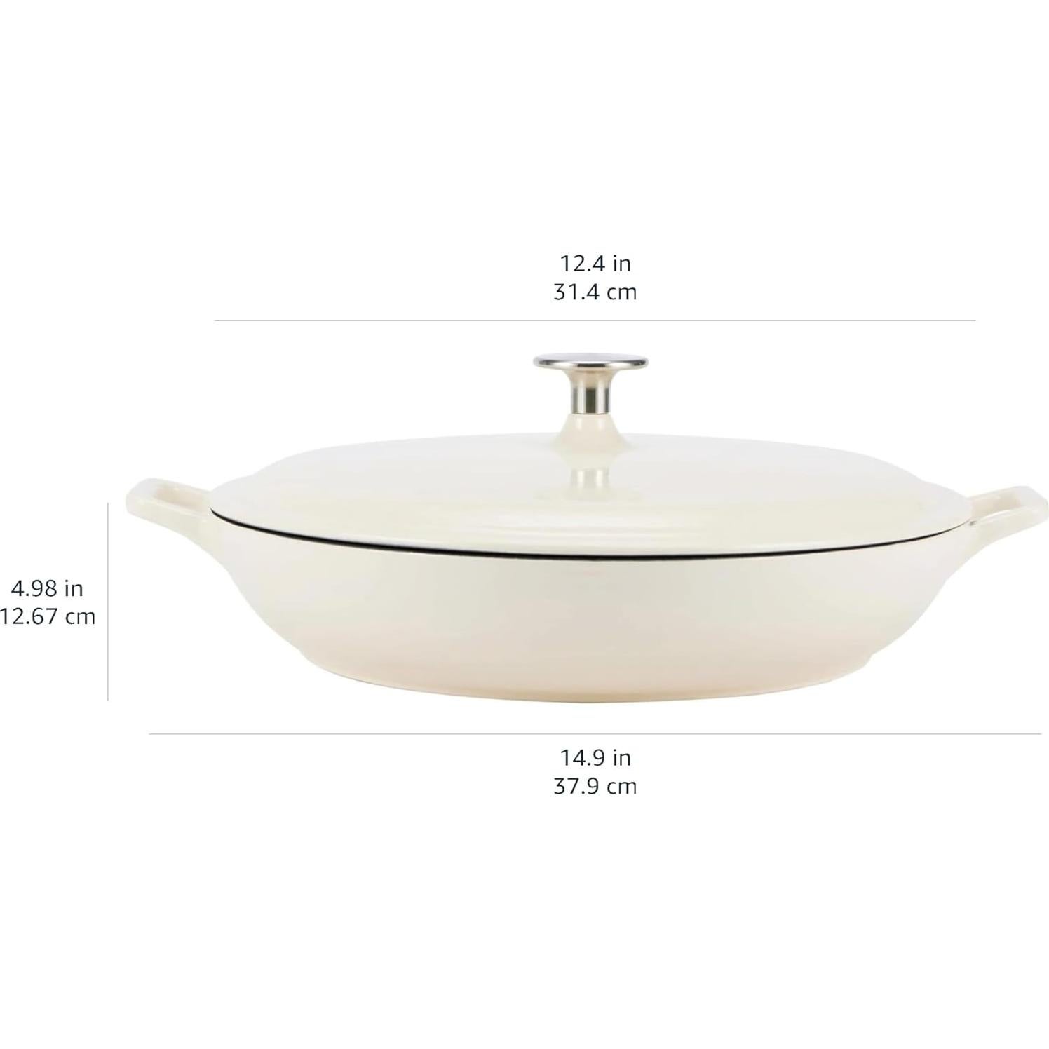 Cacerola redonda de hierro fundido Amazon Basics 3.12L blanca