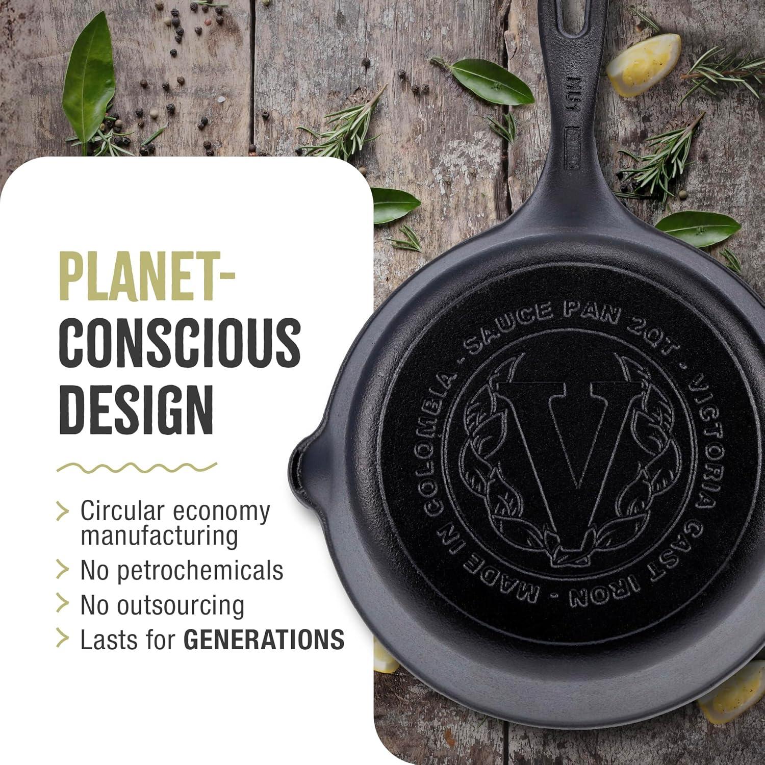 Sartén de Hierro Fundido Victoria 2QT Antiadherente Hecho en Colombia