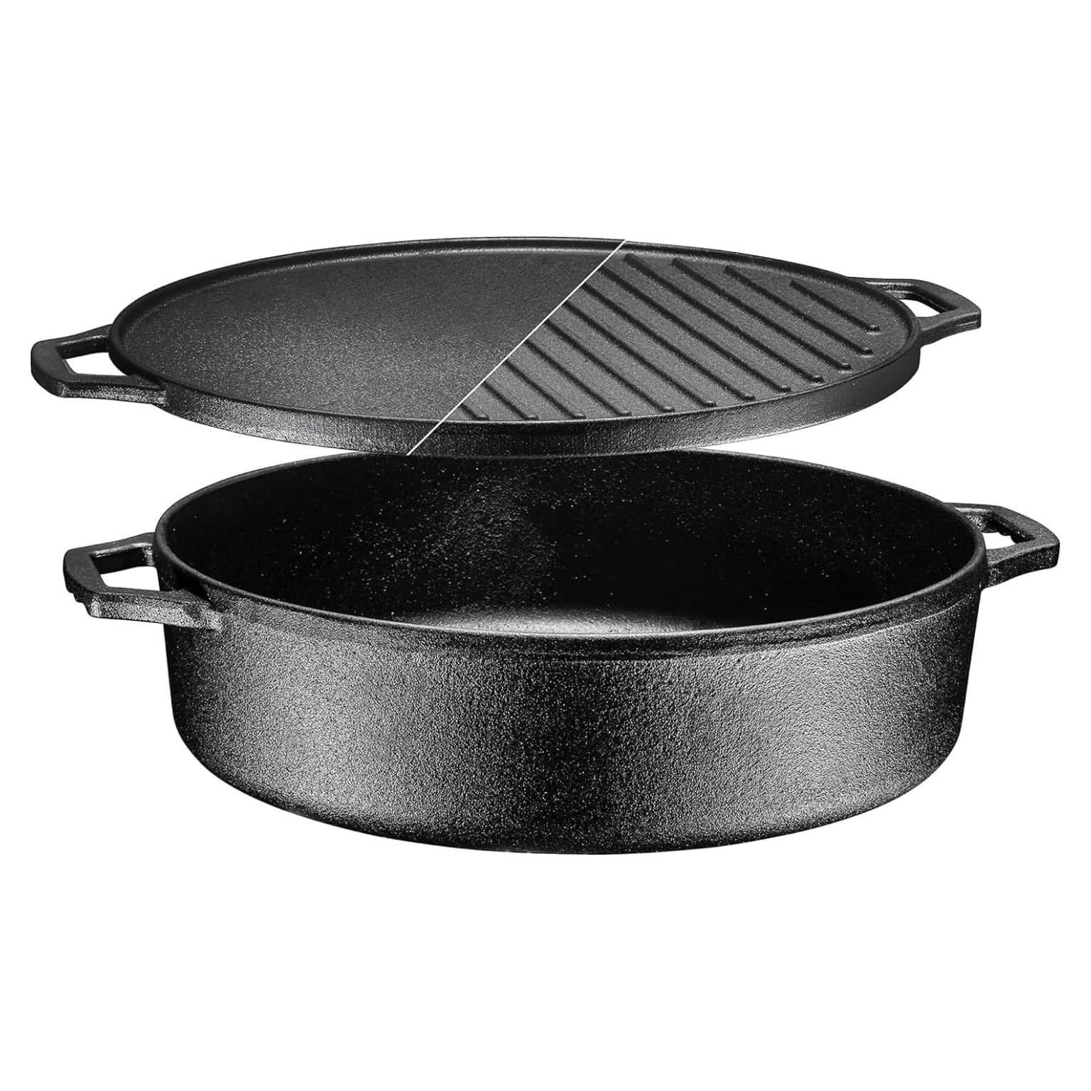 Sartén de Hierro Fundido Bruntmor 6.8 Qt Pre-Sazonada Negra