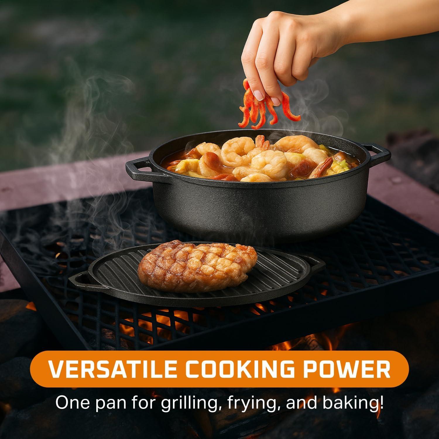 Sartén de Hierro Fundido Bruntmor 6.8 Qt Pre-Sazonada Negra