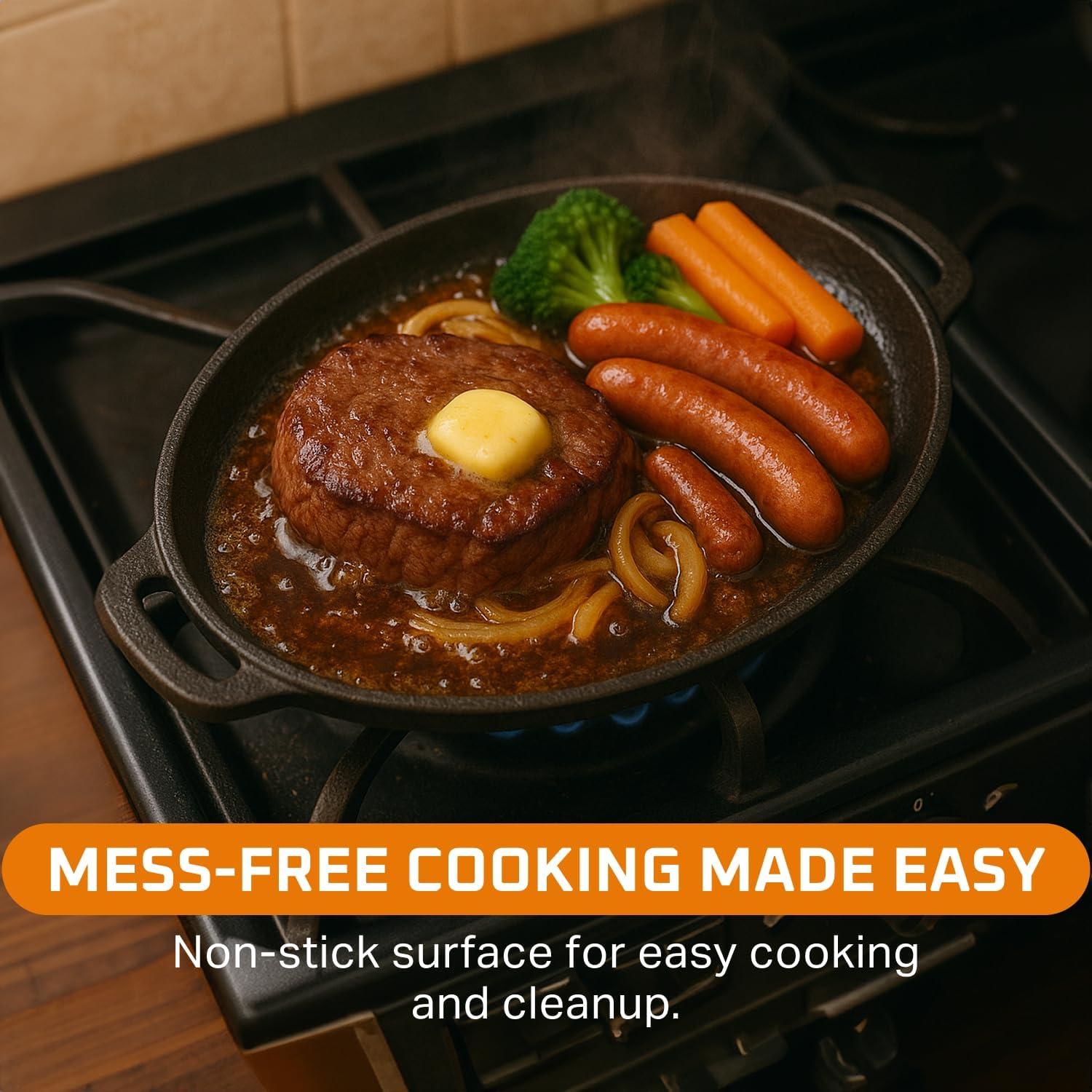 Sartén de Hierro Fundido Bruntmor 6.8 Qt Pre-Sazonada Negra