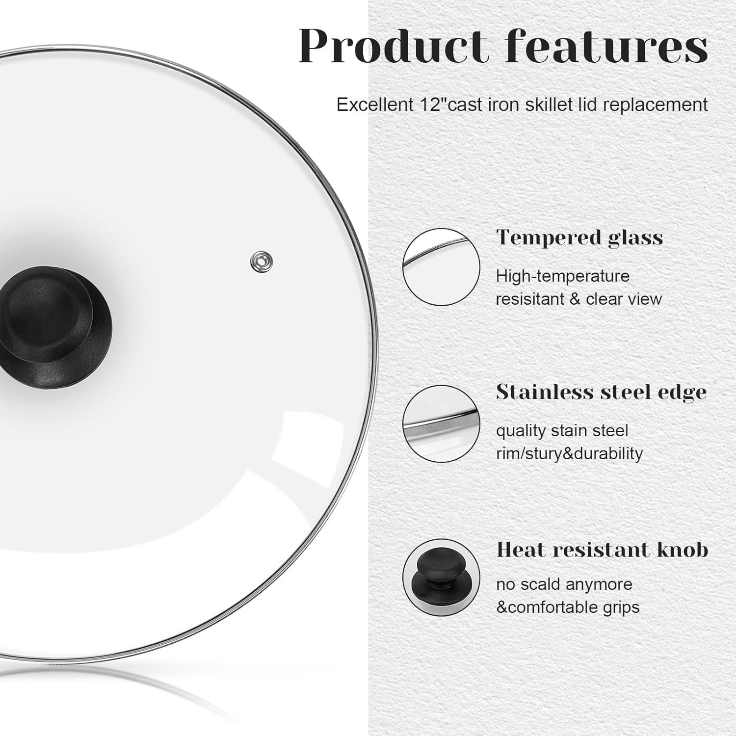Tapa de Vidrio Templado 30 cm Dairrr Fuuu para Sartén Hierro