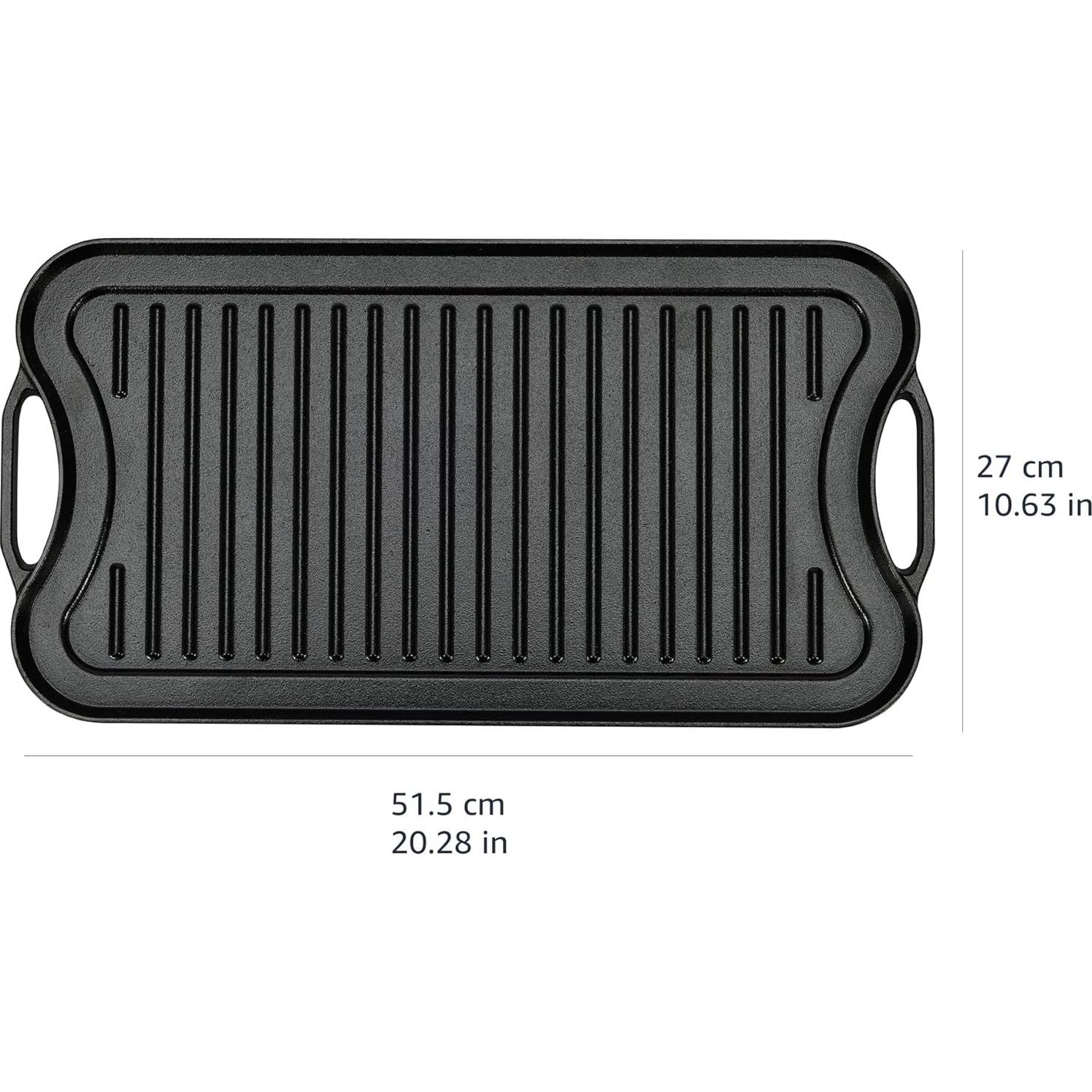 Parrilla Plancha Hierro Fundido Amazon Basics 50.8x26.4cm