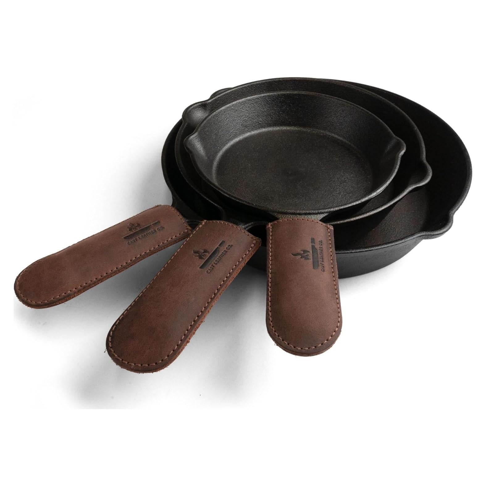 Cubierta de Mango de Sartén de Cuero Cast Leather Co. 3 Piezas