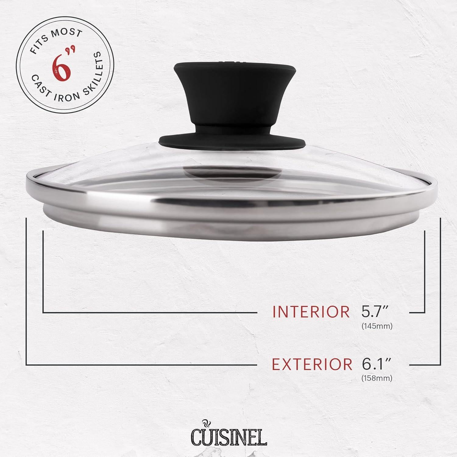 Tapa de Vidrio Cuisinel 15.24 cm A Prueba de Horno con Perilla Negra