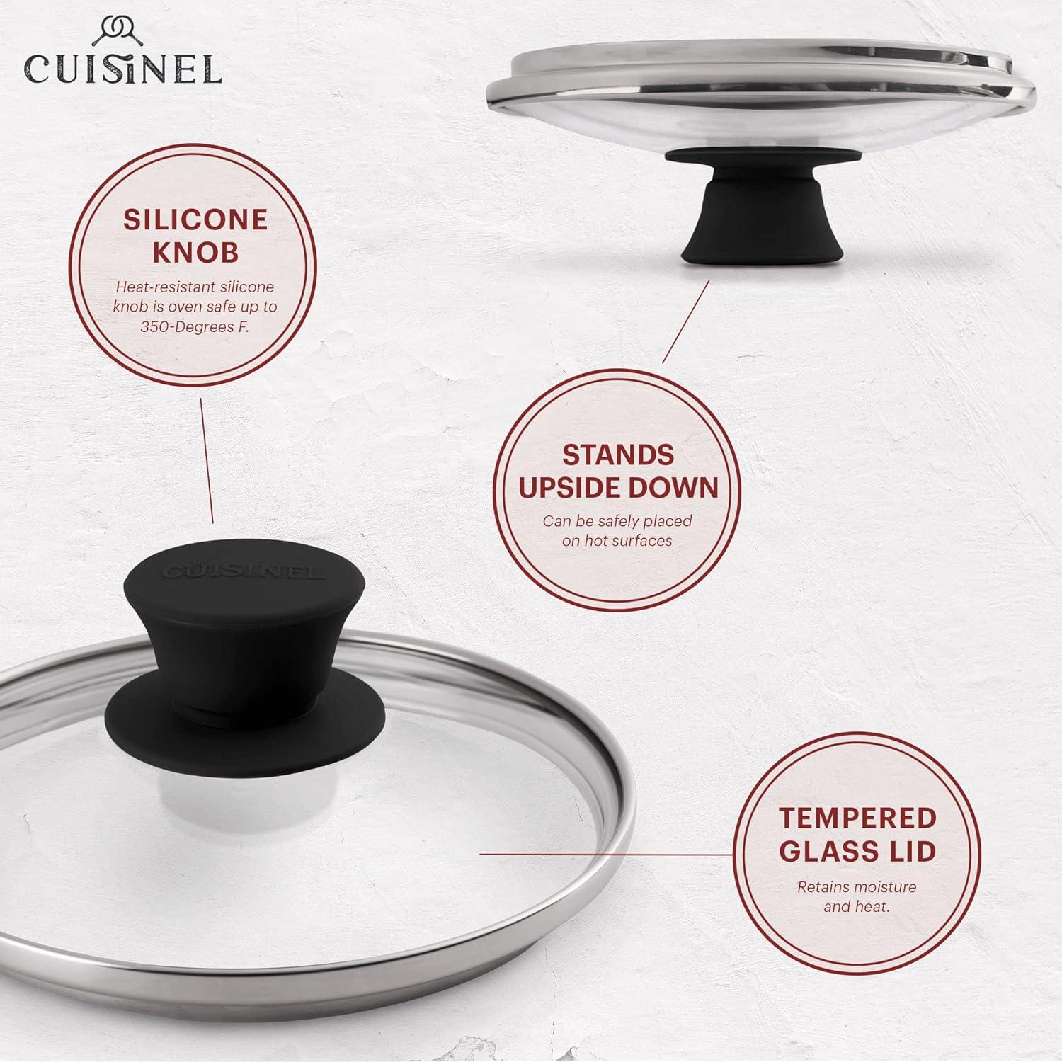 Tapa de Vidrio Cuisinel 15.24 cm A Prueba de Horno con Perilla Negra