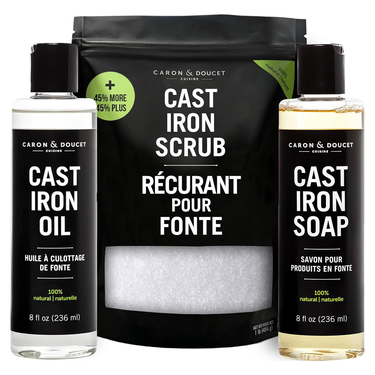Juego de Limpieza y Sazonado Hierro Fundido Caron & Doucet